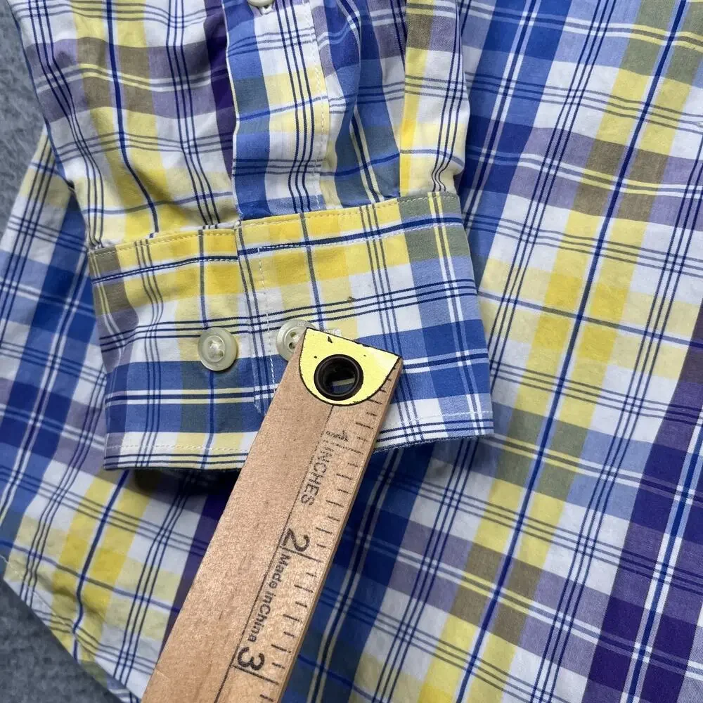 Banana Republic Shirt Slim Plaid Colorful Button Up Long Sleeve Mens XL *SEE